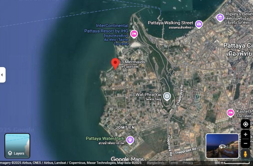 3 Mermaids Café Pattaya location